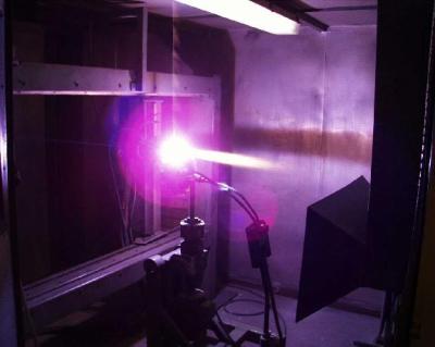 A photo of a coating process by 
plasma spray